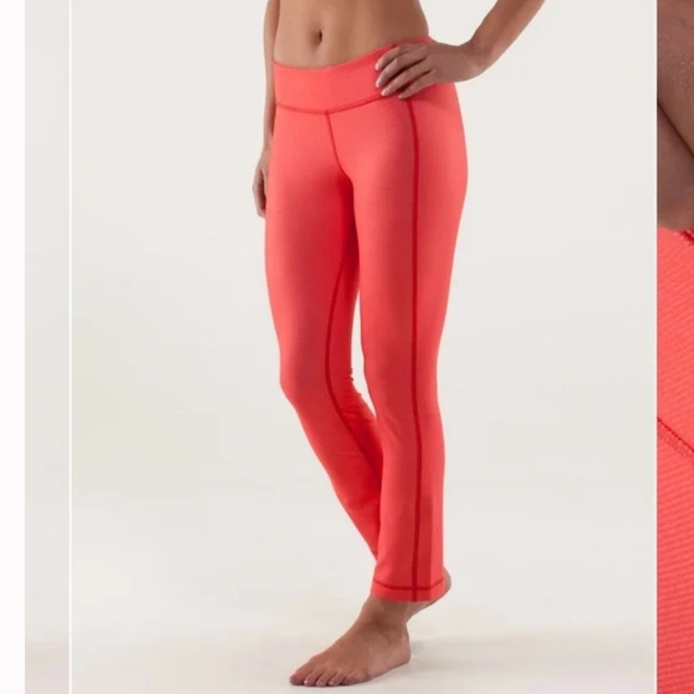 Lululemon PYB Pant - Red - Coral Size 6 Straight Leg Ankle Length Legging - Picture 4 of 15